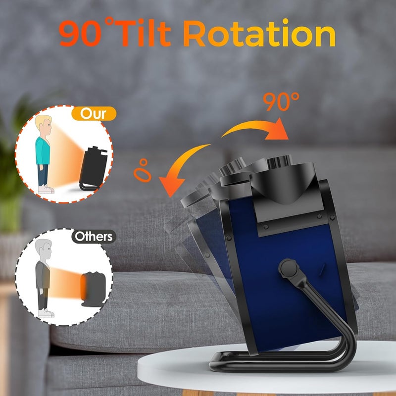 Elevoke Space Heaters for Indoor Use, 1500W PTC Electric Heater with 90°Adjustable Angle, Fast Safety Heat, Small Portable Heater for Office Home (Blue) - Image 3